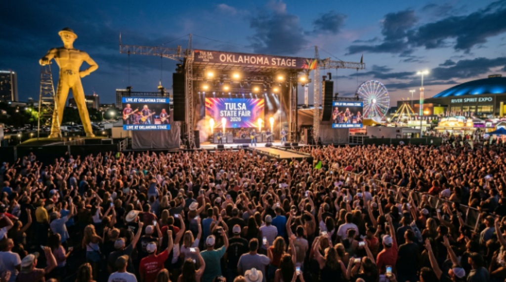Tulsa State Fair 2026 Oklahoma Stage concert crowd at Expo Square